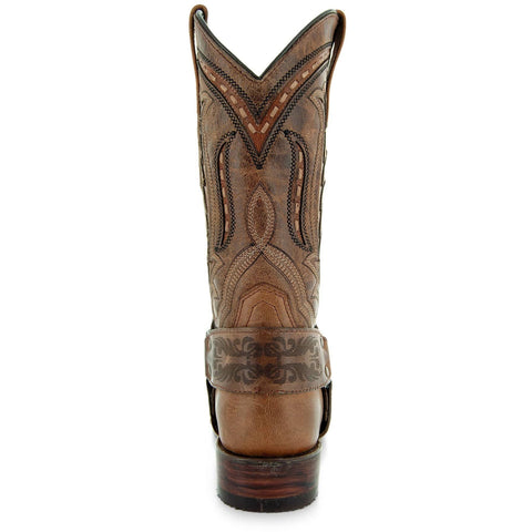 Harness Cowgirl Boots | Tan Leather Cowgirl Boots (M50038) - Soto Boots