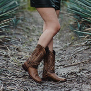 Harness Cowgirl Boots | Tan Leather Cowgirl Boots (M50038) - Soto Boots