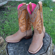 Sofia Women's Broad Square Toe Tan Cowgirl Boots by Soto Boots M9003 - Soto Boots