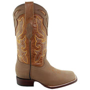 Sofia Women's Broad Square Toe Tan Cowgirl Boots by Soto Boots M9003 - Soto Boots