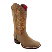 Sofia Women's Broad Square Toe Tan Cowgirl Boots by Soto Boots M9003 - Soto Boots