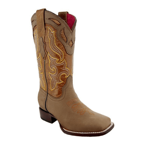 Sofia Women's Broad Square Toe Tan Cowgirl Boots by Soto Boots M9003 - Soto Boots