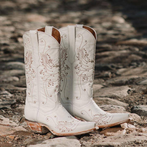 White Rhinestone Cowgirl Boots (Wedding Cowgirl Boots) - Soto Boots