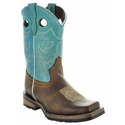 Little Girls' Square Toe Cowgirl Boots | Crocodile Romp (K3005) - Soto Boots