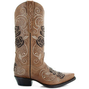 Tan Rose Inlayed Women's Cowgirl Boots (M50032)