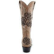 Tan Rose Inlayed Women's Cowgirl Boots (M50032)