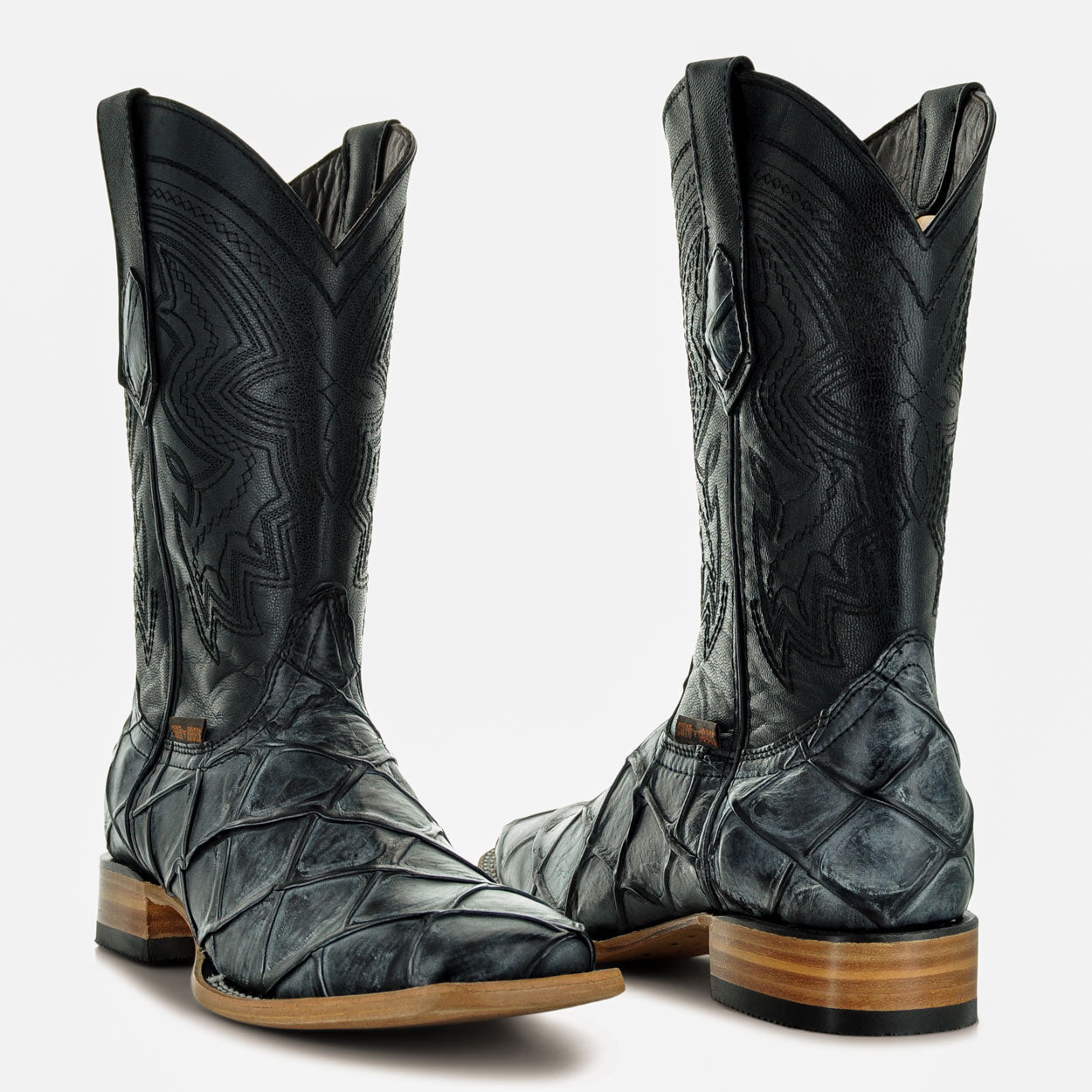 Soto Boots Mens Pirarucu Print Black Cowboy Boots H50033 Soto Boots