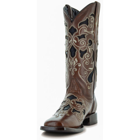 Soto boots Womens Brown Inlay Cowboy Boots M50052
