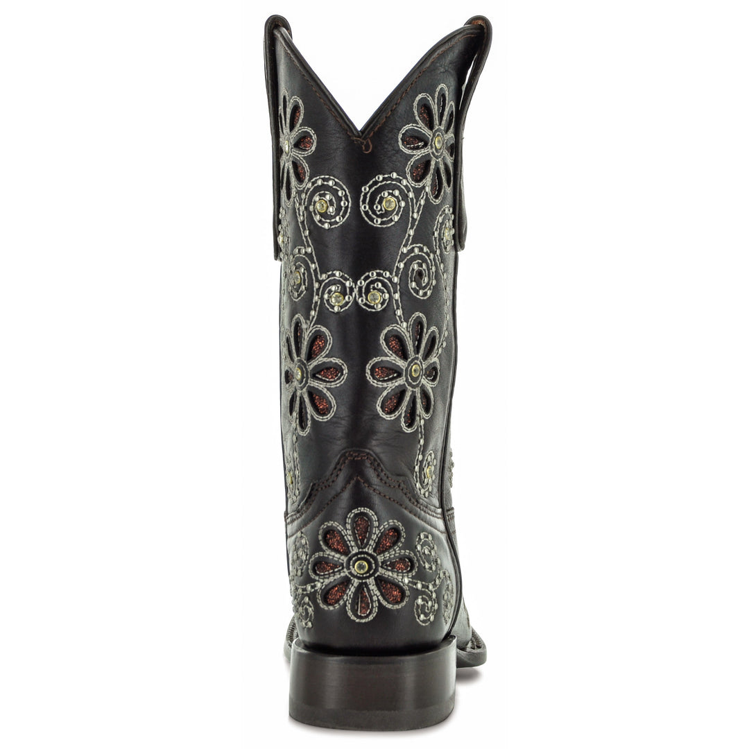 Soto Boots Womens Studded Flower Square Toe Cowboy Boots M50053