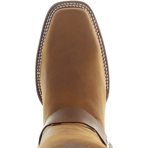 Soto Boots Men's Honey Leather Harness Square Toe Boots H4014 - Soto Boots