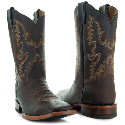 Soto Roper Boots Soto Boots Brown Men's Leather Square Toe Cowboy Boots H4004 | Soto Boots