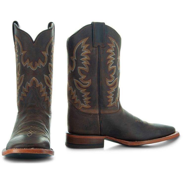 Soto Boots Brown Men's Leather Square Toe Cowboy Boots H4004 - Soto Boots