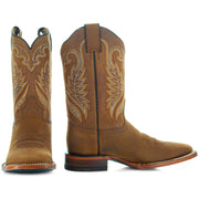 Soto Boots Brown Men's Leather Square Toe Cowboy Boots H4004 - Soto Boots