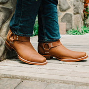 Soto Boots Men's Honey Leather Harness Square Toe Boots H4014 - Soto Boots