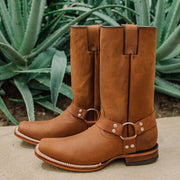 Soto Boots Men's Honey Leather Harness Square Toe Boots H4014 - Soto Boots