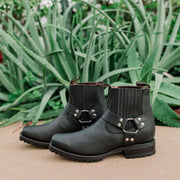 Soto Boots Men's Black Ankle Leather Harness Boots H4017 - Soto Boots