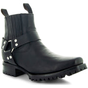 Soto Boots Men's Black Ankle Leather Harness Boots H4017 - Soto Boots