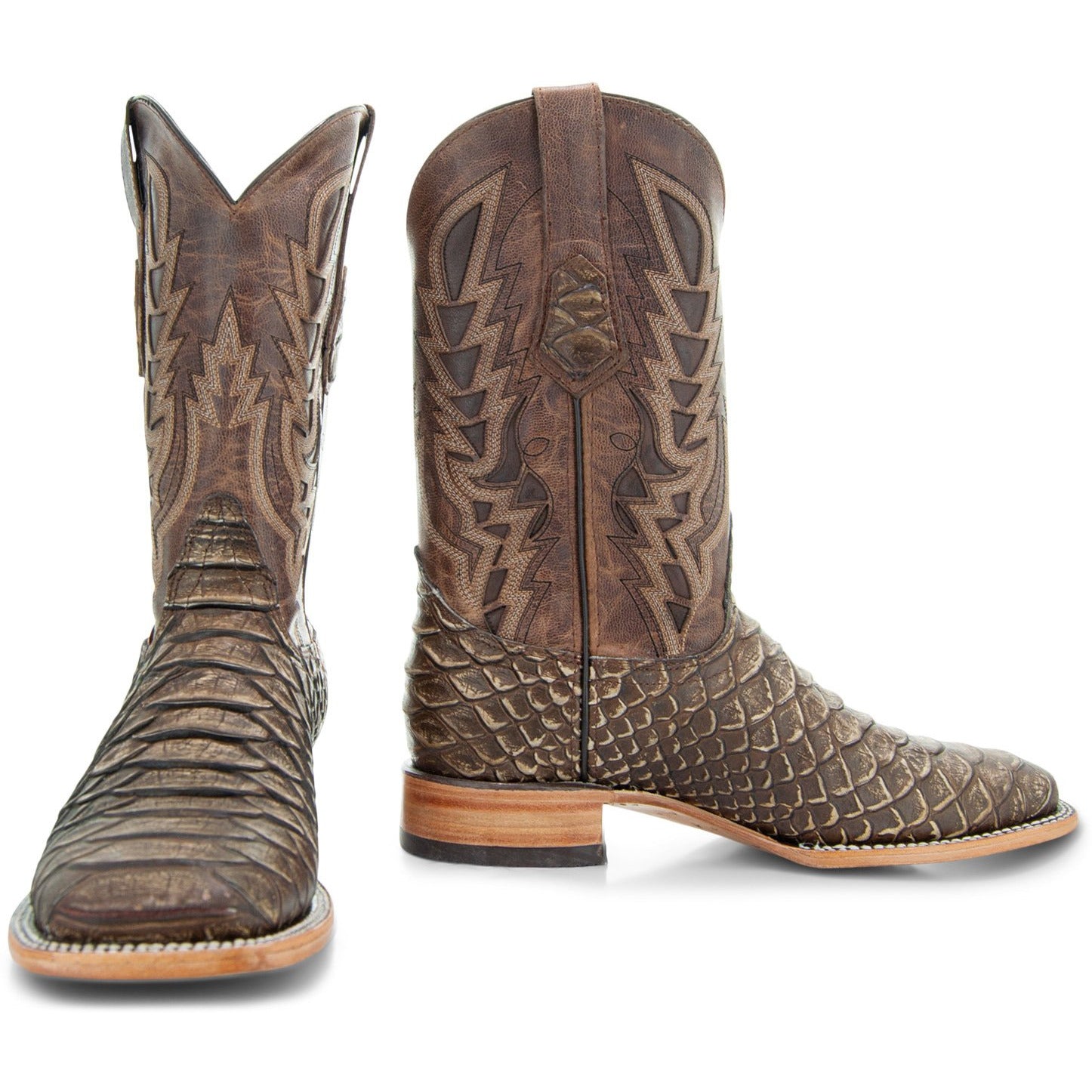 Soto Boots Mens Tan Python Print Boots H50032 Soto Boots