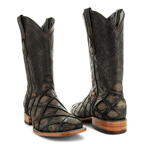 Soto Boots Mens Pirarucu Print Brown Cowboy Boots H50033