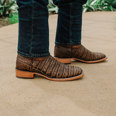 Soto Boots Mens Brown American Gator Belly Print Boots H50035 - Soto Boots