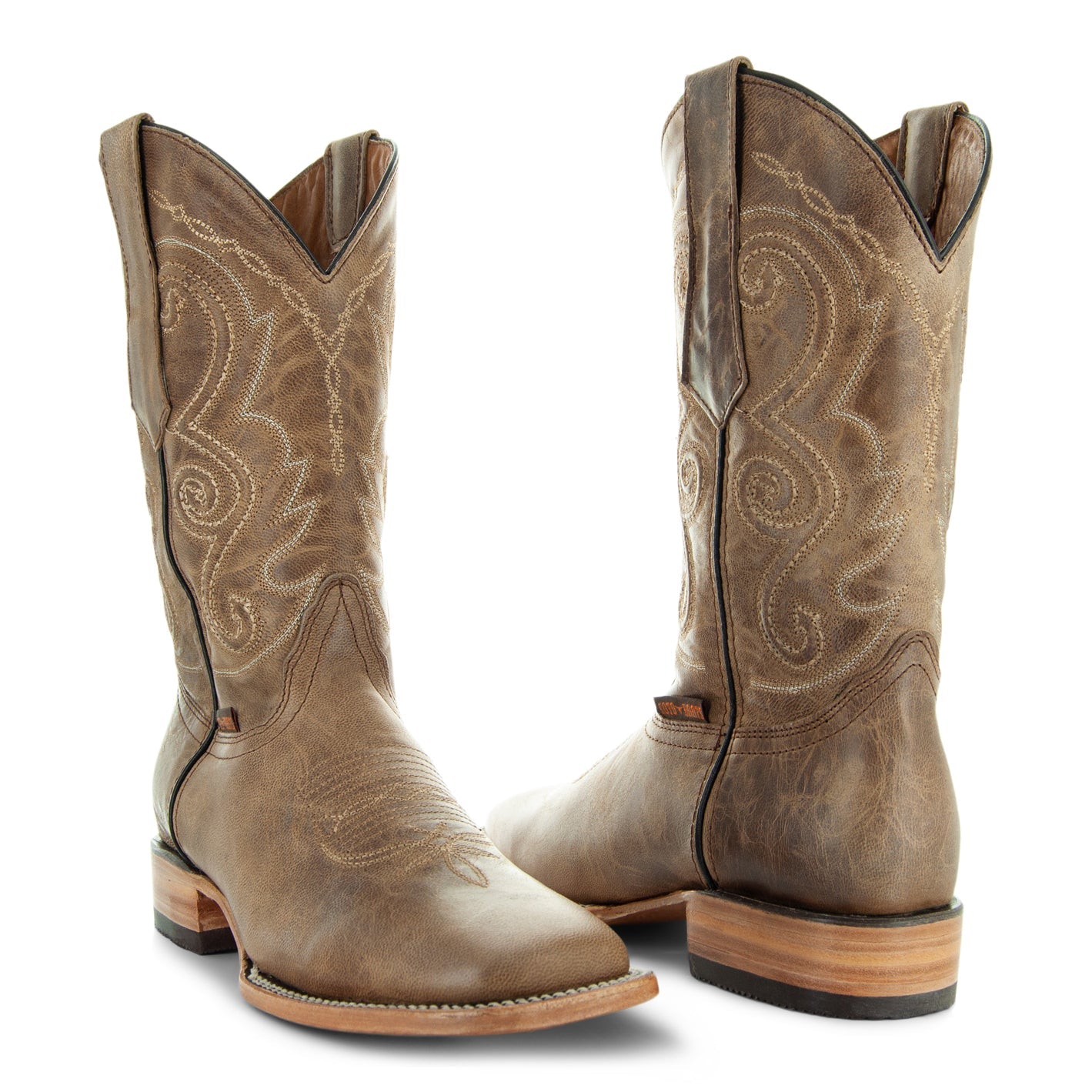 Soto Boots Mens Tan Broad Square Toe Cowboy Boot H50036, 7.5 / Tan