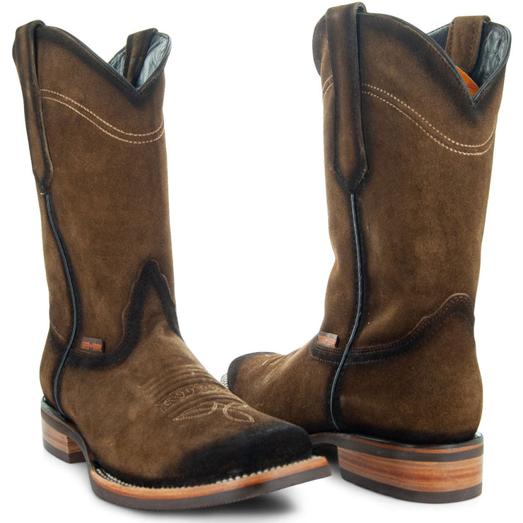 Soto Roper Boots Soto Boots Men's Suede Burnished Cowboy Boots H50037