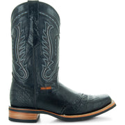 Soto Boots Men's Saddle Vamp Gator Belly Print Black Cowboy Boots H50039 - Soto Boots