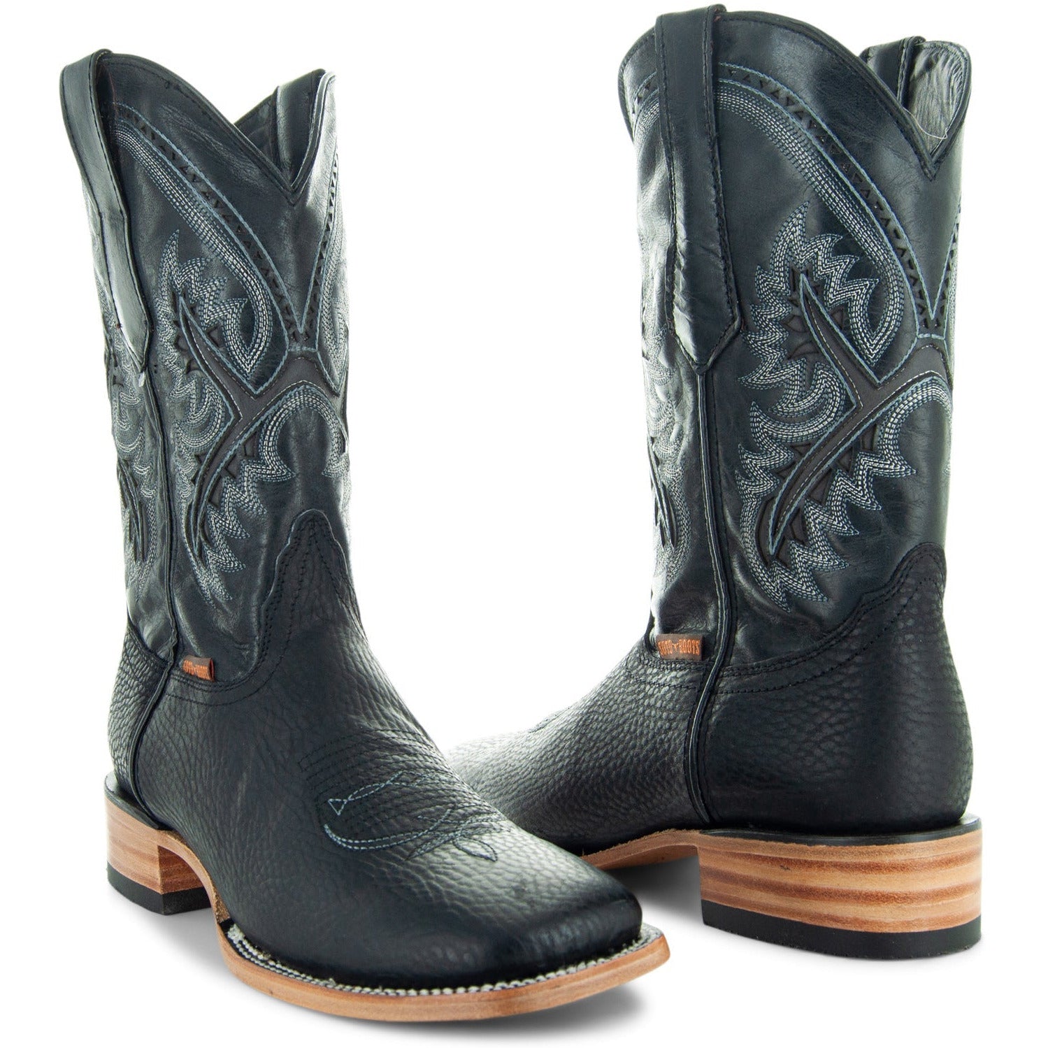 black square toe dress boots Soto Boots Men's Black Square Toe Cowboy Boots H50040, 11 / Black