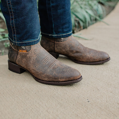 Soto Boots Mens Brown Distressed Leather Cowboy Boots - Soto Boots