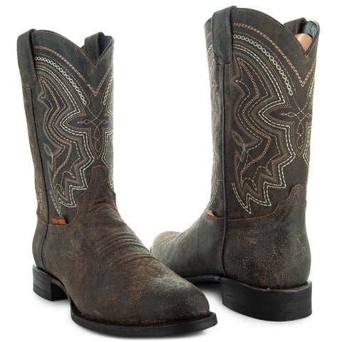 Soto Boots Mens Brown Distressed Leather Cowboy Boots - Soto Boots