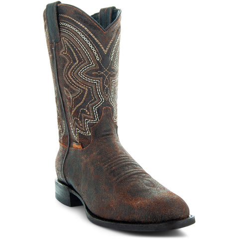 Soto Boots Mens Cognac Distressed Leather Cowboy Boots - Soto Boots