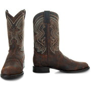Soto Boots Mens Cognac Distressed Leather Cowboy Boots - Soto Boots