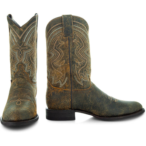 Soto Boots Mens Honey Distressed Leather Cowboy Boots - Soto Boots