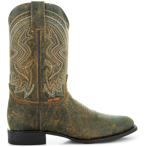 Soto Boots Mens Honey Distressed Leather Cowboy Boots - Soto Boots