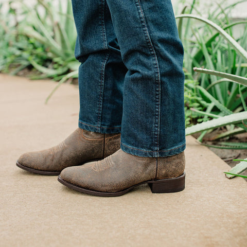 Soto Boots Mens Tan Distressed Leather Cowboy Boots - Soto Boots