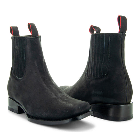 Soto Boots Mens Cowboy Botin H50043 Black-Nubuck