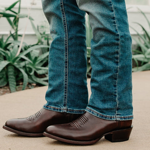 Soto Boots Mens Black Cherry Leather Dress Round Toe Cowboy Boots H50044