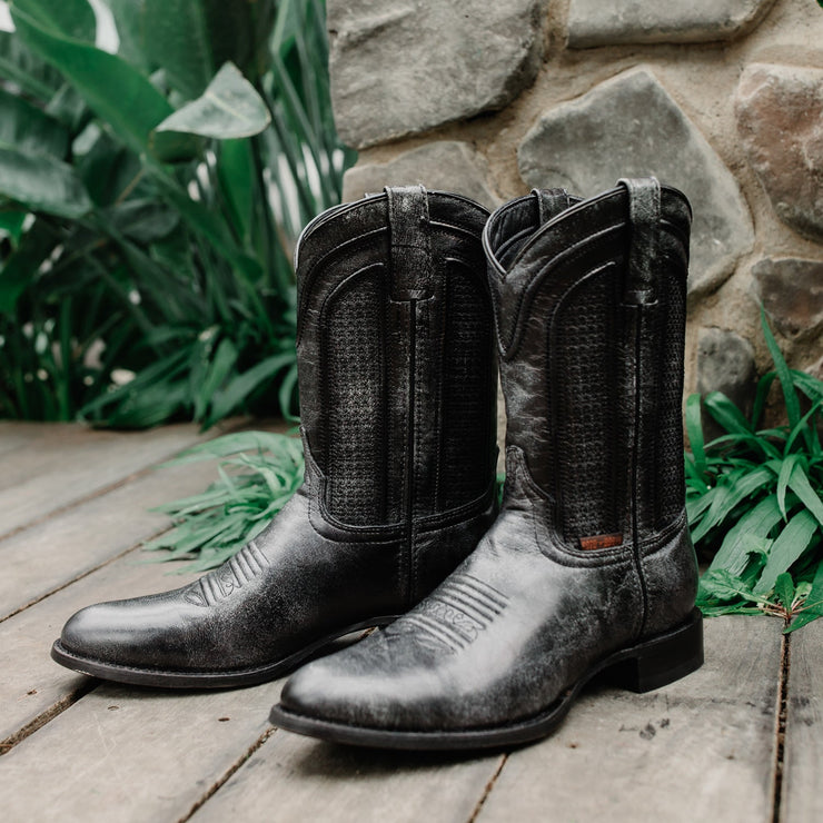 Soto Boots Mens Black Leather Dress Round Toe Cowboy Boots H50046 Soto Boots Mens Black Leather Dress Round Toe Cowboy Boots H50046