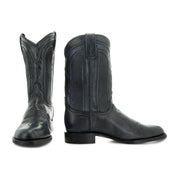 Soto Boots Mens Black Leather Dress Round Toe Cowboy Boots H50046