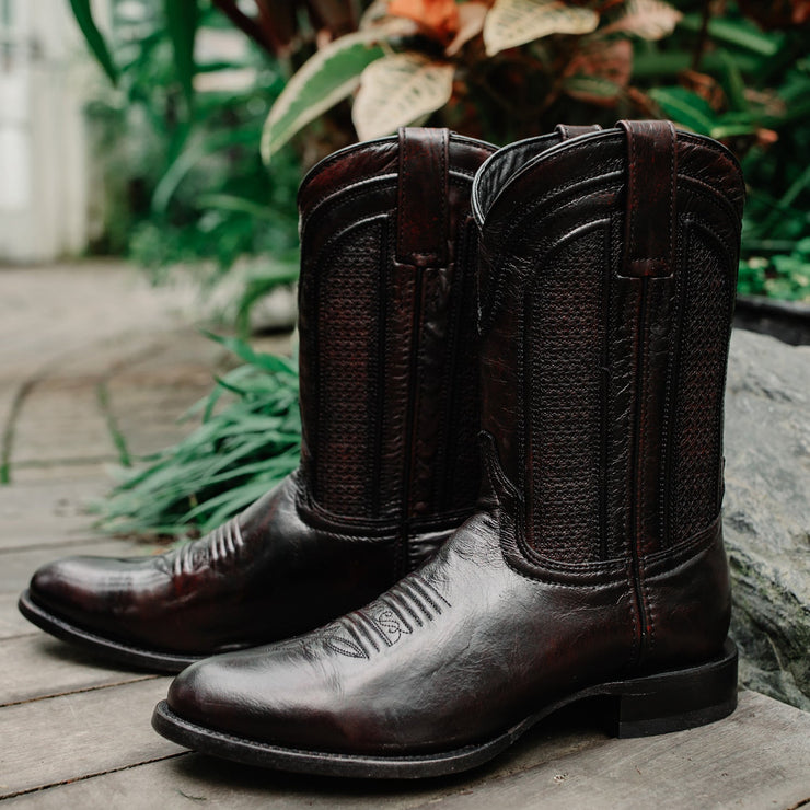 Soto Boots Mens Black Cherry Leather Dress Round Toe Cowboy Boots H500 Soto Boots Mens Black Cherry Leather Dress Round Toe Cowboy Boots H500