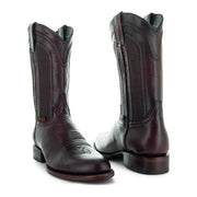 Soto Boots Mens Black Cherry Leather Dress Round Toe Cowboy Boots H50046