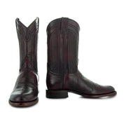 Soto Boots Mens Black Cherry Leather Dress Round Toe Cowboy Boots H50046