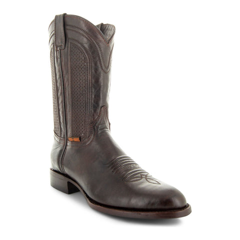 Soto Boots Mens Brown Leather Dress Round Toe Cowboy Boots H50046