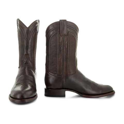 Soto Boots Mens Brown Leather Dress Round Toe Cowboy Boots H50046