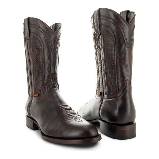 Soto Boots Mens Brown Leather Dress Round Toe Cowboy Boots H50046 ...