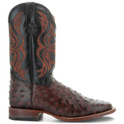 Soto Boots Men's Ostrich Print Square Toe Cowboy Boots H8001-Brown