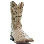 Soto Boots Men's Ostrich Print Square Toe Cowboy Boots H8001-Orix