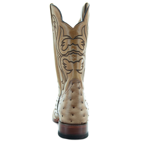 Soto Boots Men's Ostrich Print Square Toe Cowboy Boots H8001-Orix