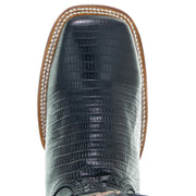 Soto Boots Men's Lizard Print Square Toe Cowboy Boots H8002 Black