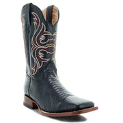 Soto Boots Men's Lizard Print Square Toe Cowboy Boots H8002 Black